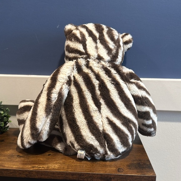 Soft Luxury Teddy Bear Plush PBK Pottery Barn Kids Brown Zebra Stripe Toy 8/2012 - Picture 6 of 12